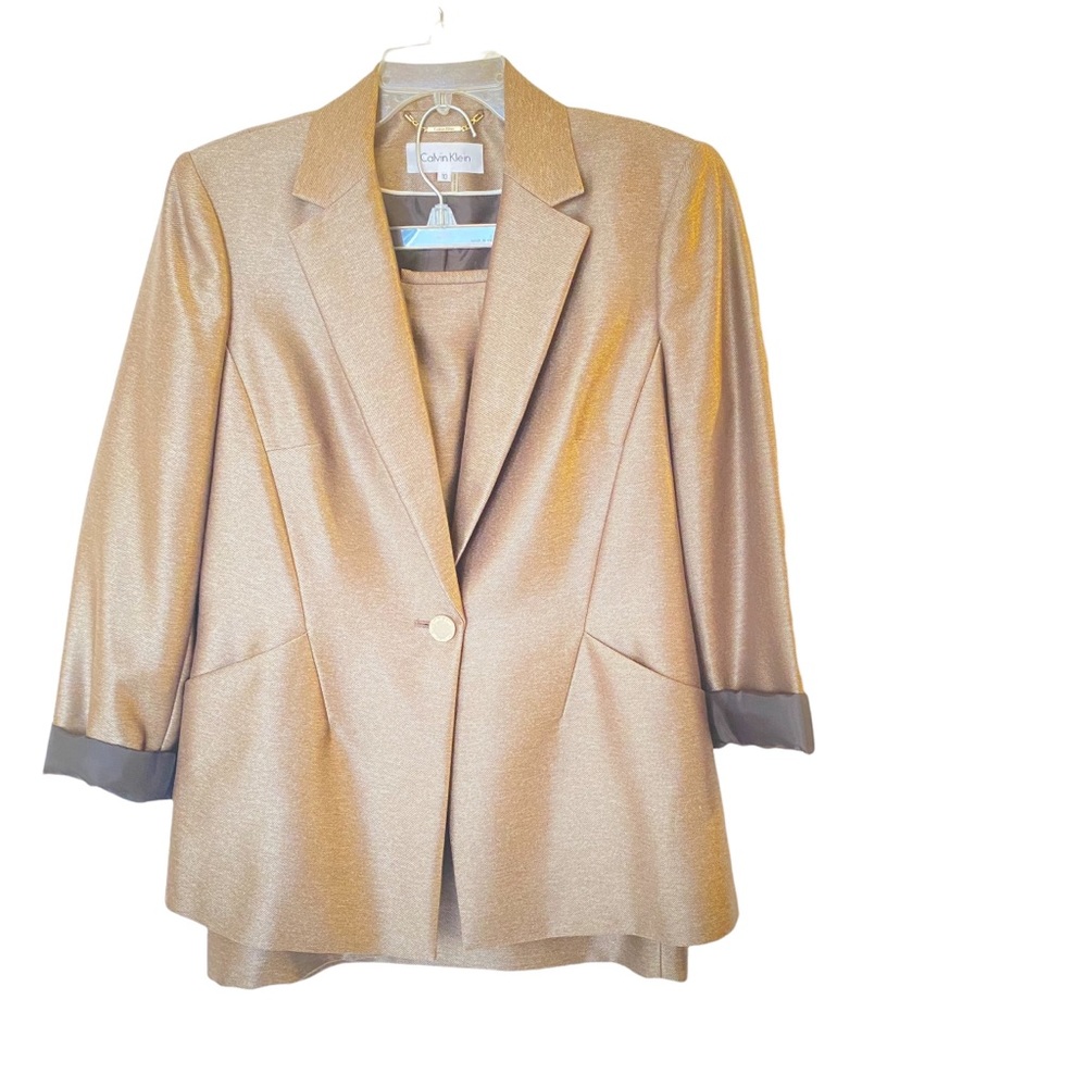 Calvin Klein skirt suite.  color medium bronze brown, size 10.